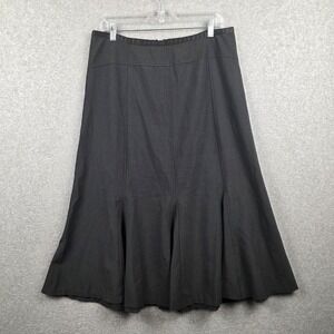 Focus 2000 Skirt Womens 12 Gray Trumpet Long Pleated Hem Stretch Workwear